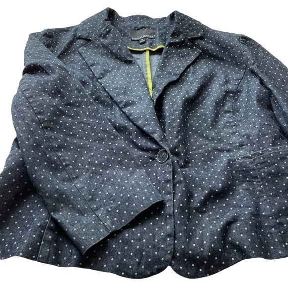 Cynthia Rowley Denim Chambray Blue Jean Blazer Jacket Size XL Polka Dot Preppy - Picture 5 of 10